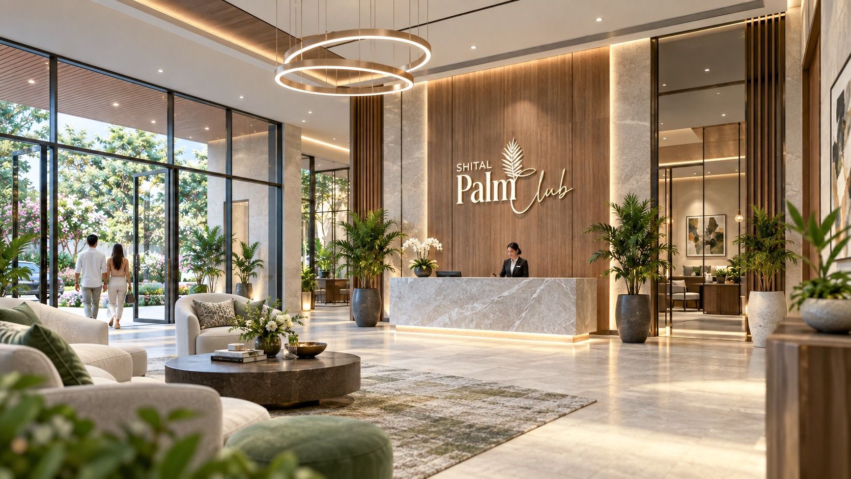 Shital Palm Club reception and lounge seating