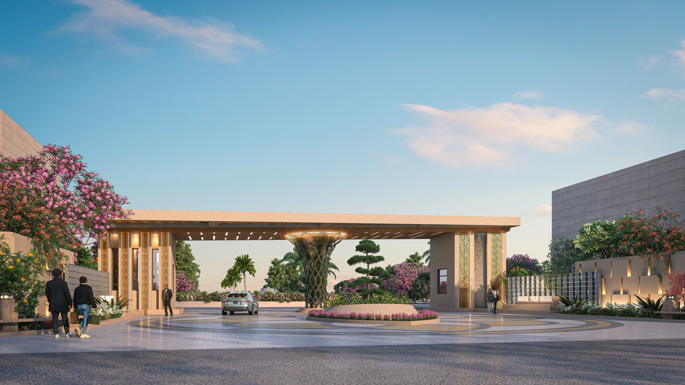 Shital Palm Greens landscaped entrance